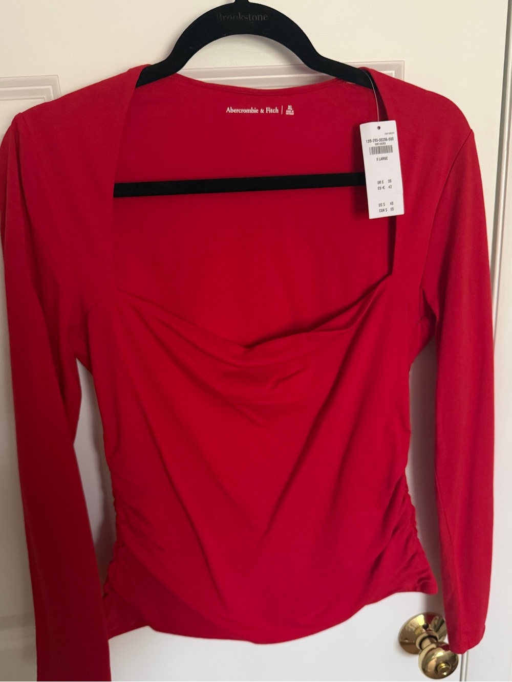 Abercrombie & Fitch Red Long-Sleeve Square Neck Top